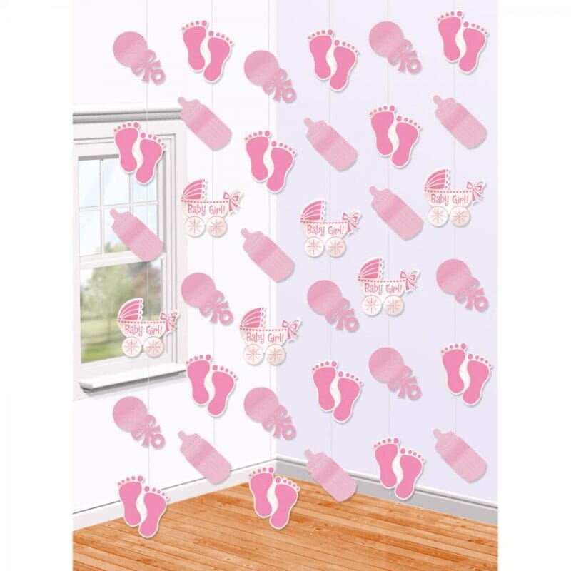 DECORAZIONE  BABY GIRL PZ.6 FILI PENDENTI