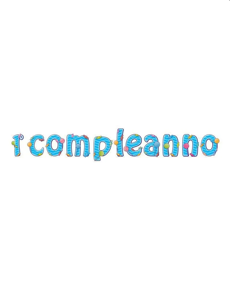 FESTONE CARTA 1&deg; COMPLEANNO CELESTE CARAMELLE MT.3XH20CM