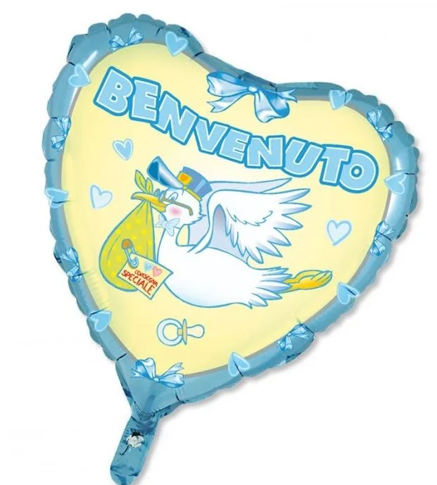 PALLONE MYLAR 18" CUORE "BENVENUTO" 45CM