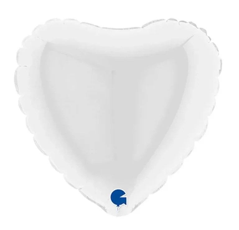 PALLONE CUORE MYLAR 4" BIANCO WHITE 10CM